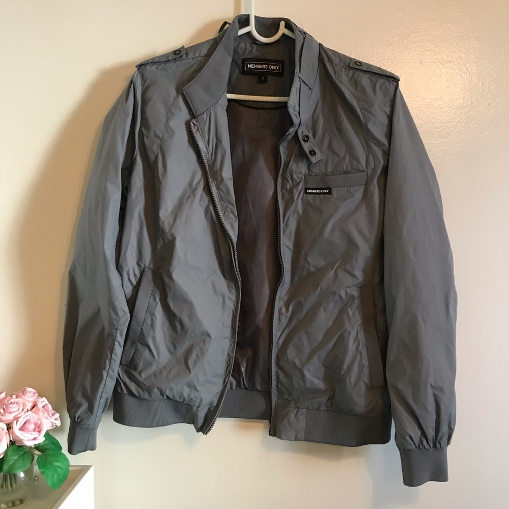 EUC Member's Only Gray Track Bomber Jacket